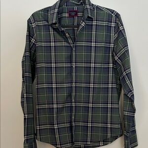 UNTUCKit Men's Navy and Green Plaid Shirt